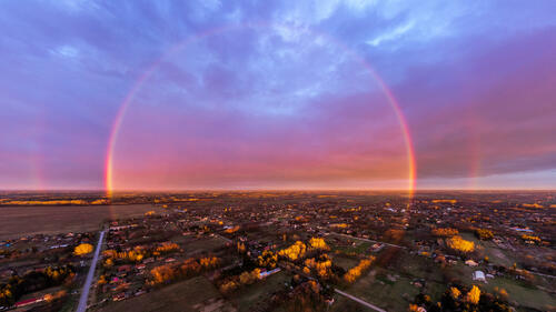 Double rainbow from the air